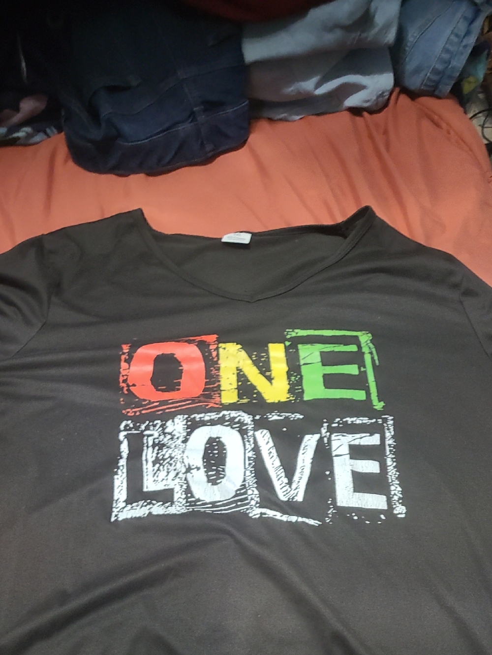 SHEIN Black Kids Tee with Red, Yellow & Green 'ONE' Graphic